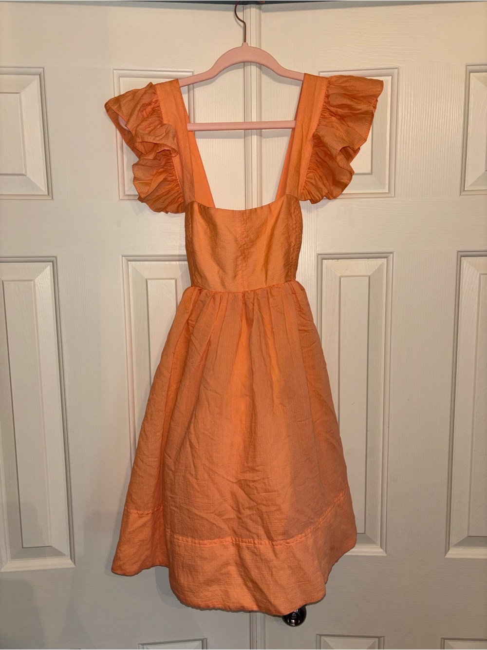 Orange Ruffle Sleeve Mini Dress